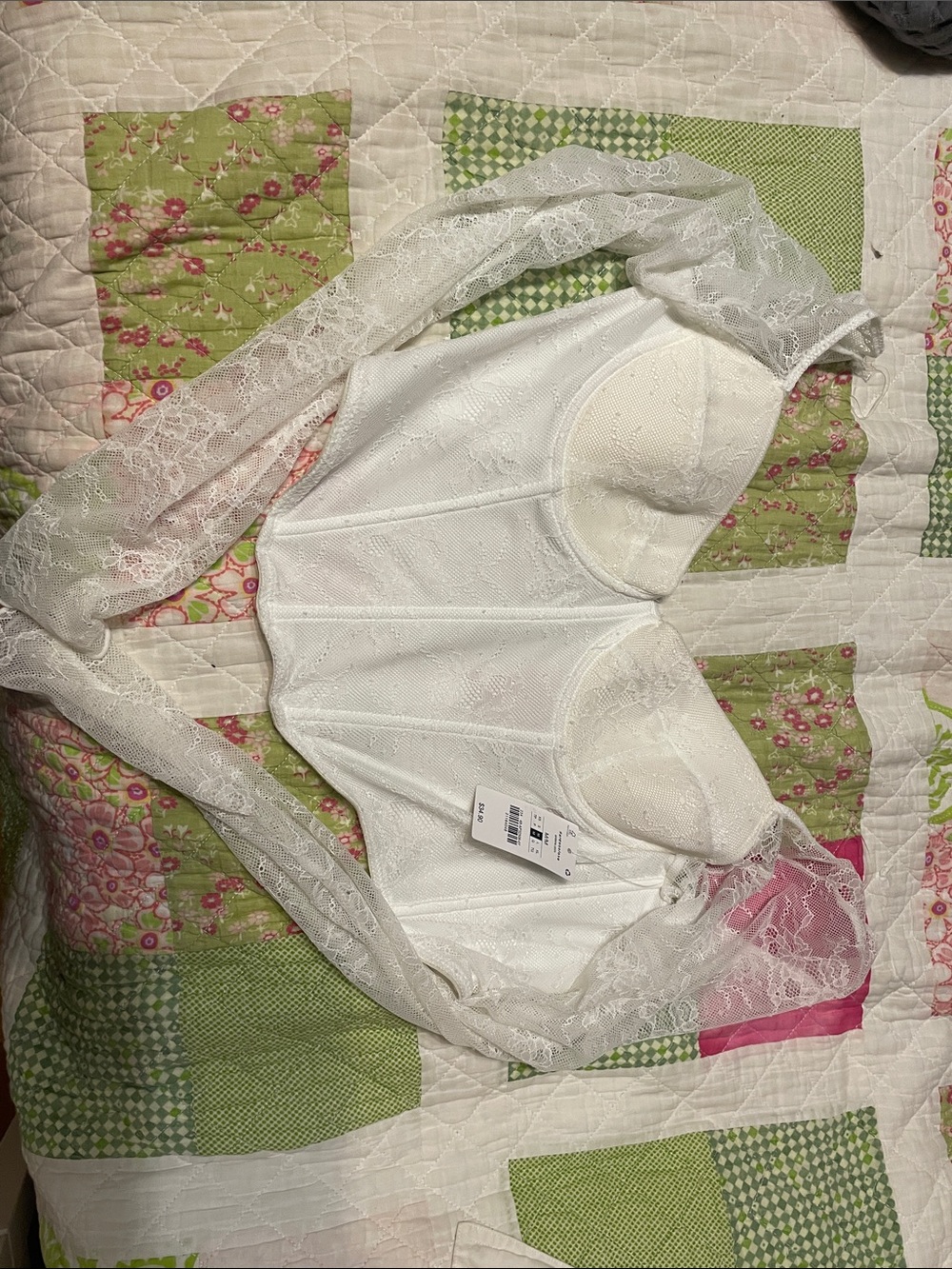 Ardene White Lace Long-Sleeve Bustier Bralette